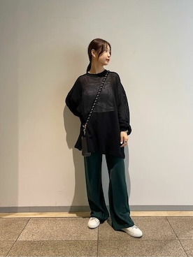 「サテンパンツ」｜「アイテム（財布/小物）」を使った、hayashiさん（レディース・155cm）の夏コーディネート