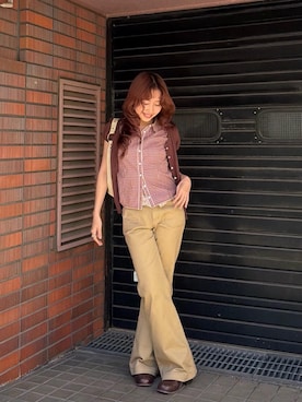 「TINA：JOJUN（ティーナジョジュン）のパンチング ミドル ウエスタンブーツ TINA：JOJUN（ブーツ、ブラウン系）」を使った、kasaki03さん（レディース・153cm）の春コーディネート