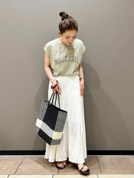 「Simplicite（サンプリシテ）のアイテム」を使った、Mayuさん（レディース・157cm）の夏コーディネート