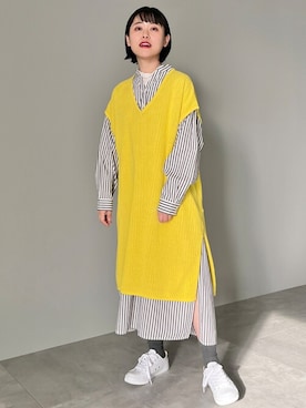 「アイテム（シャツワンピース、グレー系）」を使った、はなこさん（レディース・155cm）の冬コーディネート