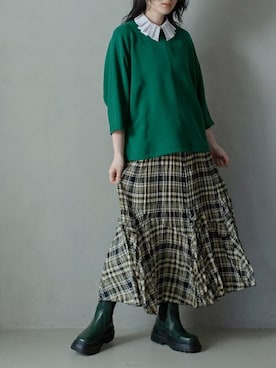 「アイテム（ブーツ、グリーン系）」を使った、MARECHAL TERREさん（レディース・163cm）の夏コーディネート