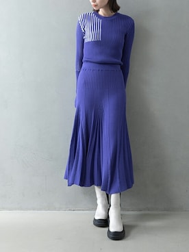 「ニットアップ」｜「アイテム（ブーツ）」を使った、MARECHAL TERREさん（レディース・162cm）の秋コーディネート