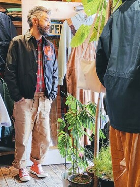「carhartt」｜「アイテム（ナイロンジャケット）」を使った、ataco garageさん（メンズ・173cm）の冬コーディネート