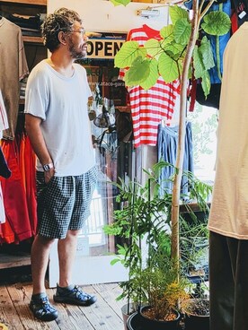 「--（--）のアイテム（パンツ）」を使った、ataco garageさん（メンズ・173cm）の夏コーディネート