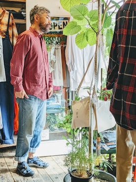 「L.L.Bean（エルエルビーン）のアイテム（シャツ/ブラウス）」を使った、ataco garageさん（メンズ・173cm）の秋コーディネート