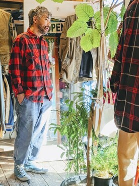 「--（--）のアイテム（シャツ/ブラウス）」を使った、ataco garageさん（メンズ・173cm）の秋コーディネート