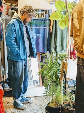「--（--）のアイテム（ナイロンジャケット）」を使った、ataco garageさん（メンズ・173cm）の秋コーディネート