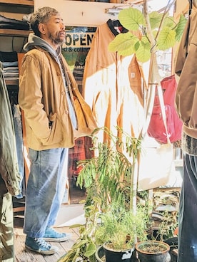 「ハンティングジャケット」｜「アイテム（カバーオール）」を使った、ataco garageさん（メンズ・173cm）の冬コーディネート