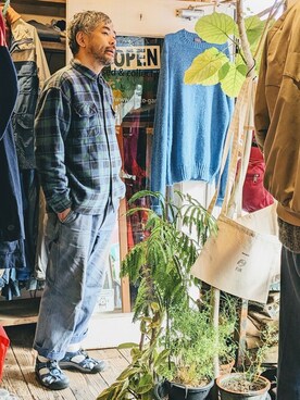 「--（--）のアイテム（シャツ/ブラウス）」を使った、ataco garageさん（メンズ・173cm）の春コーディネート