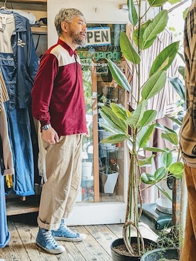 「--（--）のアイテム（シャツ/ブラウス）」を使った、ataco garageさん（メンズ・173cm）の春コーディネート