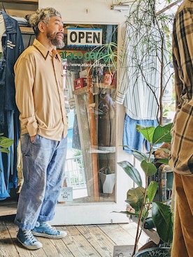 「J.C.PENNEY（ジェーシーペニー）のアイテム」を使った、ataco garageさん（メンズ・173cm）の夏コーディネート