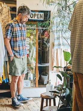 「--（--）のアイテム（パンツ）」を使った、ataco garageさん（メンズ・173cm）の夏コーディネート
