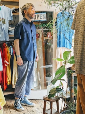 「--（--）のアイテム（シャツ/ブラウス）」を使った、ataco garageさん（メンズ・173cm）の夏コーディネート