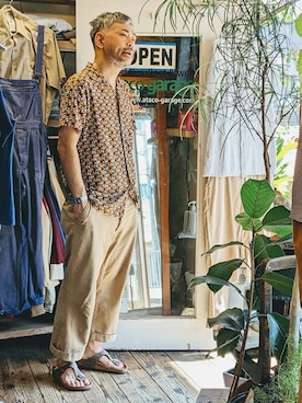 「--（--）のアイテム（シャツ/ブラウス）」を使った、ataco garageさん（メンズ・173cm）の夏コーディネート