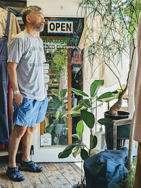「JERZEES（ジャージーズ）のアイテム」を使った、ataco garageさん（メンズ・173cm）の夏コーディネート