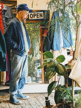「--（--）のアイテム（ブルゾン）」を使った、ataco garageさん（メンズ・173cm）の秋コーディネート