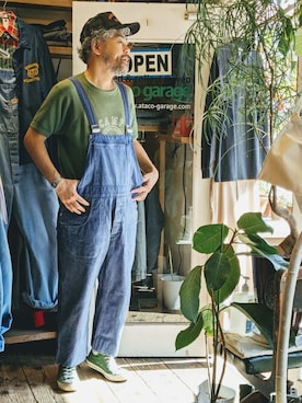 「--（--）のアイテム（サロペット/オーバーオール）」を使った、ataco garageさん（メンズ・173cm）の春コーディネート