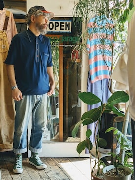 「--（--）のアイテム（トップス）」を使った、ataco garageさん（メンズ・173cm）の夏コーディネート