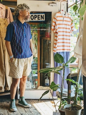 「--（--）のアイテム（トップス）」を使った、ataco garageさん（メンズ・173cm）の夏コーディネート