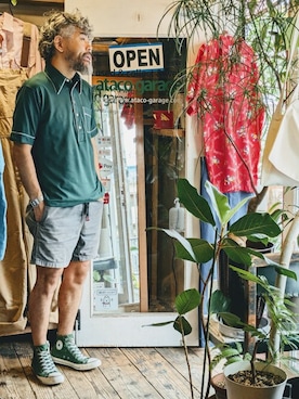 「--（--）のアイテム（トップス）」を使った、ataco garageさん（メンズ・173cm）の夏コーディネート