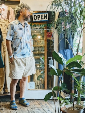 「--（--）のアイテム（トップス）」を使った、ataco garageさん（メンズ・173cm）の夏コーディネート