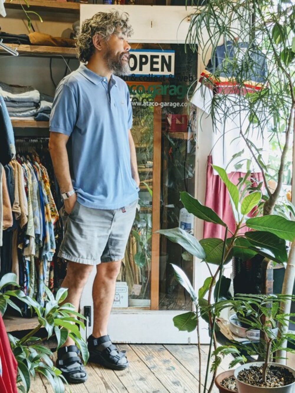 フレンチラコステ ボーダー 長袖 ポロシャツ ライトブルー グレー ML ss9 FRENCH LACOSTE（フレンチラコステ）の「80s フランス製