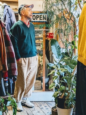 「PENDLETON（ペンドルトン）のアイテム（ニット/セーター）」を使った、ataco garageさん（メンズ・173cm）の春コーディネート
