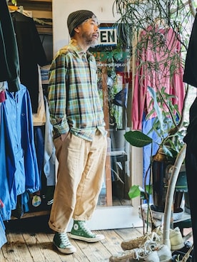 「--（--）のアイテム」を使った、ataco garageさん（メンズ・173cm）の春コーディネート