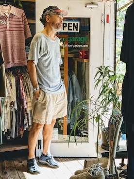 「Champion（チャンピオン）のアイテム」を使った、ataco garageさん（メンズ・173cm）の夏コーディネート