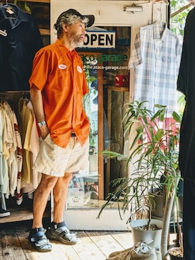 「RED KAP（レッドキャップ）のアイテム（トップス）」を使った、ataco garageさん（メンズ・173cm）の夏コーディネート