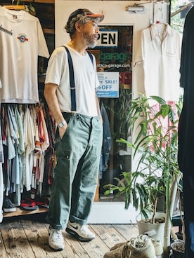 「アイテム（カーゴパンツ）」を使った、ataco garageさん（メンズ・173cm）の夏コーディネート