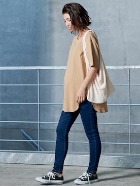 「SweetMommy（スウィートマミー）のラウンドスリット授乳BIGTシャツ（マタニティウェア/グッズ）」を使った、sweet mommyさん（レディース・170cm）の夏コーディネート