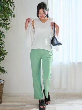 「アイテム（ママ＆ベビー、グリーン系）」を使った、sweet mommyさん（レディース・170cm）の夏コーディネート