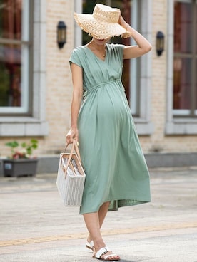 「アイテム（ママ＆ベビー、グリーン系）」を使った、sweet mommyさん（レディース・170cm）の夏コーディネート