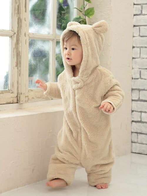 セール】もこもこボア オーガニックコットン アニマル カバーオール