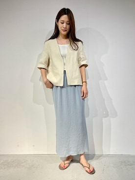 「ノーカラージャケット」｜本田さん（レディース・170cm）の春コーディネート