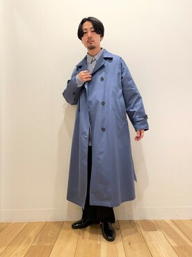 「フレアデニム」｜「アイテム（ステンカラーコート）」を使った、Ryot@さん（メンズ・159cm）の冬コーディネート