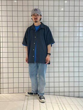 「SENSE OF PLACE by URBAN RESEARCH（センスオブプレイスバイアーバンリサーチ）のベーシックロゴシシュウキャップ（キャップ）」を使った、Ryot@さん（メンズ・159cm）の春コーディネート