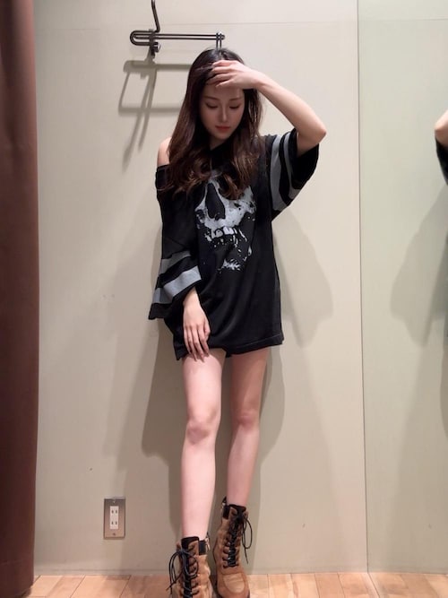 SKULL BERRY オーバーサイズ五分袖Tシャツ（Tシャツ/カットソー