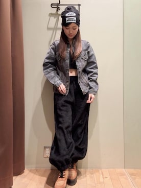 「HYSTERIC GLAMOUR（ヒステリックグラマー）のデニムジャケット（デニムジャケット、ブラック系）」を使った、 Nanakoさん（レディース・158cm）の春コーディネート