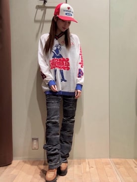 「アイテム（帽子）」を使った、 Nanakoさん（レディース・158cm）の春コーディネート