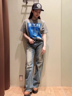 「HYSTERIC GLAMOUR（ヒステリックグラマー）のSTUDS ベルト（ベルト、ブラック系）」を使った、 Nanakoさん（レディース・158cm）の春コーディネート