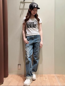 SHE DEVIL HEART刺繍 チビTシャツを使った人気ファッション