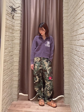 「HYSTERIC GLAMOUR（ヒステリックグラマー）のHYSTERIC MOTOR CITY LIQUOR サンダル（サンダル、ブラウン系）」を使った、 Nanakoさん（レディース・158cm）の秋コーディネート