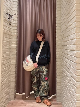「HYSTERIC GLAMOUR（ヒステリックグラマー）のミリタリーカーゴパンツ（カーゴパンツ、グリーン系）」を使った、 Nanakoさん（レディース・158cm）の秋コーディネート