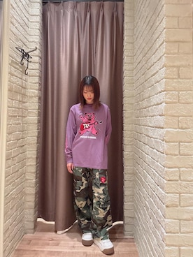 「HYSTERIC GLAMOUR（ヒステリックグラマー）のミリタリーカーゴパンツ（カーゴパンツ、グリーン系）」を使った、 Nanakoさん（レディース・158cm）の秋コーディネート