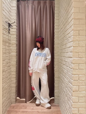 「HYSTERIC GLAMOUR（ヒステリックグラマー）のFIRE HYSTERIC ビーニー（ニットキャップ/ビーニー、ブラック系）」を使った、 Nanakoさん（レディース・158cm）の秋コーディネート