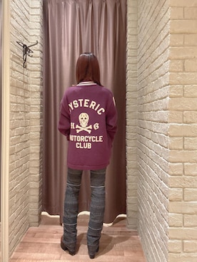「HYSTERIC GLAMOUR（ヒステリックグラマー）のスクラッチフレアデニムパンツ（デニムパンツ、ブラック系）」を使った、 Nanakoさん（レディース・158cm）の秋コーディネート