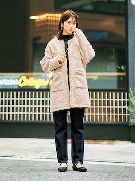 「レギュラー」｜「アイテム（ノーカラーコート）」を使った、nissen Ladies Modelsさん（レディース・165cm）の秋コーディネート