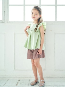 「apres les cours（アプレレクール）のアイテム（セットアップ）」を使った、F.O.OnlineStoreさん（キッズ・110cm）の夏コーディネート